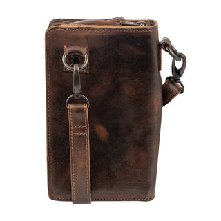     STS Bandera chocolate leather crossbody wallet back view