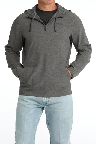 Cinch men’s grey lightweight Arena Flex performance hoodie with quarter zip