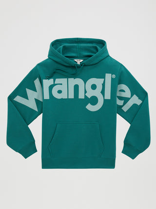 Wrangler Women’s Retro Oversized Logo Hoodie – Teal