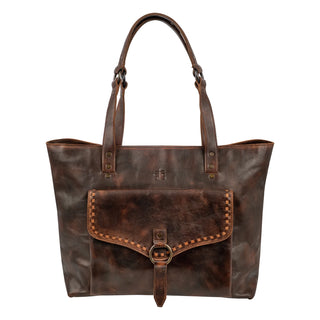 STS Ranchwear Bandera chocolate leather concealed carry tote bag front view