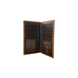 Ariat patchwork rodeo wallet interior with multiple card slots and ID window