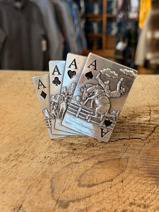Aces Western Belt Buckle – Playing Card Buckle in Silver - Cowboy SwaggerAces Western Belt Buckle – Playing Card Buckle in Silver