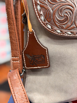 Angel Ranch Celia Crossbody – Gray Canvas Western Bag - Cowboy SwaggerAngel Ranch Celia Crossbody – Gray Canvas Western Bag
