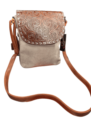 Angel Ranch Celia Crossbody – Gray Canvas Western Bag - Cowboy SwaggerAngel Ranch Celia Crossbody – Gray Canvas Western Bag