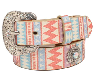 Angel Ranch Girls Glitter Rhinestone Belt – Ivory, Pink & Turquoise - Cowboy SwaggerAngel Ranch Girls Glitter Rhinestone Belt – Ivory, Pink & Turquoise