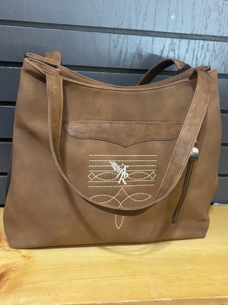 Angel Ranch Maeve Western Shoulder Bag with Embroidered Boot Stitch Design – Brown - Cowboy SwaggerAngel Ranch Maeve Western Shoulder Bag with Embroidered Boot Stitch Design – Brown