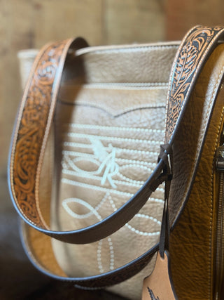 Angel Ranch Pink Woven Blanket Conceal Carry Shoulder Bag with Tooled Leather Straps - Cowboy SwaggerAngel Ranch Pink Woven Blanket Conceal Carry Shoulder Bag with Tooled Leather Straps