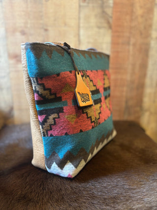 Angel Ranch Pink Woven Blanket Conceal Carry Shoulder Bag with Tooled Leather Straps - Cowboy SwaggerAngel Ranch Pink Woven Blanket Conceal Carry Shoulder Bag with Tooled Leather Straps