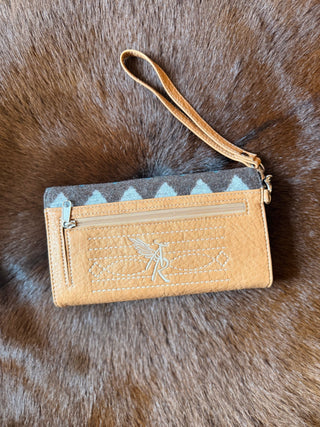 Angel Ranch Pink Woven Blanket Wallet with Tooled Leather & Wrist Strap - Cowboy SwaggerAngel Ranch Pink Woven Blanket Wallet with Tooled Leather & Wrist Strap