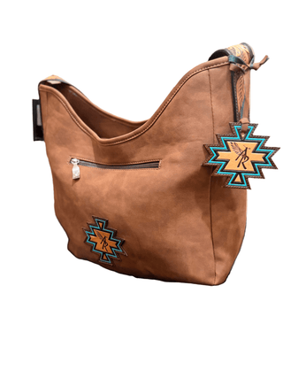 Angel Ranch Selene Shoulder Bag – Western Tooled Leather Handbag with Hide - On Aztec Detail - Cowboy SwaggerAngel Ranch Selene Shoulder Bag – Western Tooled Leather Handbag with Hide - On Aztec Detail