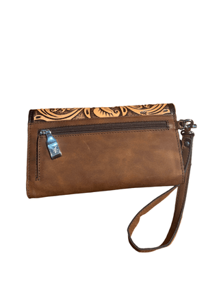 Angel Ranch Selene Western Wallet – Tooled Leather with Hair - On - Hide and Aztec Detail - Cowboy SwaggerAngel Ranch Selene Western Wallet – Tooled Leather with Hair - On - Hide and Aztec Detail