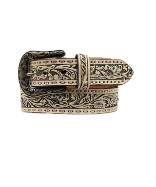 Ariat Belts Ariat Women's White Tooled Leather Belt