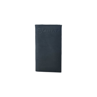 Ariat Black Leather Embossed Logo Rodeo Wallet, front view