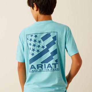 Ariat Boys Diagonal Flag Charger Short Sleeve TEK T-shirt Blue Mist - Cowboy SwaggerAriat Boys Diagonal Flag Charger Short Sleeve TEK T-shirt Blue Mist