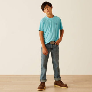 Ariat Boys Diagonal Flag Charger Short Sleeve TEK T-shirt Blue Mist - Cowboy SwaggerAriat Boys Diagonal Flag Charger Short Sleeve TEK T-shirt Blue Mist