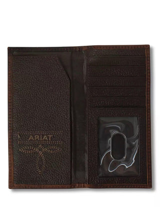 Ariat Boys’ Rodeo Wallet – Medium Brown Leather with Boot Stitch Design - Cowboy SwaggerAriat Boys’ Rodeo Wallet – Medium Brown Leather with Boot Stitch Design