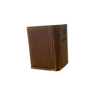 Ariat Brown Leather Shield Logo Trifold Wallet - Cowboy SwaggerAriat Brown Leather Shield Logo Trifold WalletWallets & Money Clips