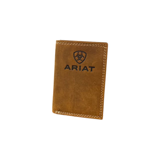 Ariat Brown Leather Shield Logo Trifold Wallet - Cowboy SwaggerAriat Brown Leather Shield Logo Trifold WalletWallets & Money Clips