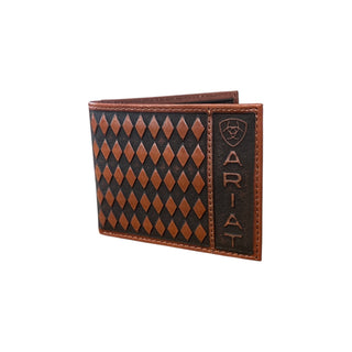 Ariat Diamond Embossed Leather Logo Bifold Wallet - Cowboy SwaggerAriat Diamond Embossed Leather Logo Bifold WalletWallets & Money Clips