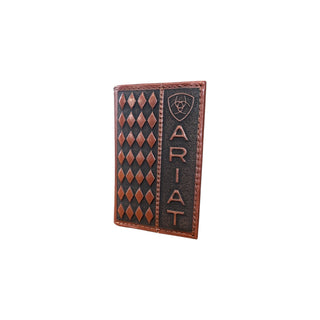 Ariat Diamond Embossed Leather Logo Trifold Wallet - Cowboy SwaggerAriat Diamond Embossed Leather Logo Trifold WalletWallets & Money Clips