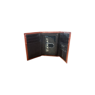 Ariat Diamond Embossed Leather Logo Trifold Wallet - Cowboy SwaggerAriat Diamond Embossed Leather Logo Trifold WalletWallets & Money Clips