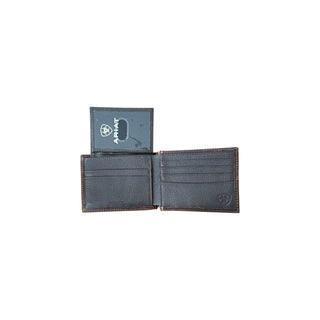 Ariat Distressed Flag Leather Bifold Passcase Wallet, back view