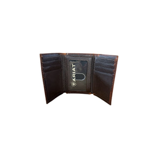 Ariat Distressed Flag Leather Trifold Wallet, interior view