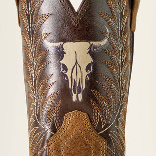 Ariat Kids Stampede Boots – Desert Brown & Thunder Brown Cow Skull Design - Cowboy SwaggerAriat Kids Stampede Boots – Desert Brown & Thunder Brown Cow Skull Design