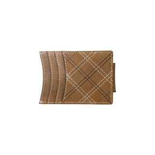 Ariat Leather Cross Stitch Money Clip Wallet, back view showing clip