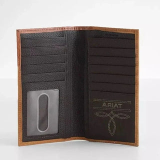 Ariat Leather Rodeo Wallet Checkbook Cover, Brown Scroll Embossed Concho, interior view