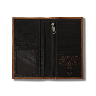 Ariat Medium Brown Leather Rodeo Wallet, interior view