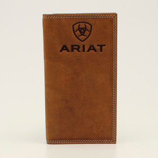 Ariat Medium Brown Leather Rodeo Wallet, front view