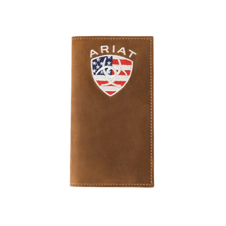 Ariat Men's American Flag Leather Rodeo Wallet, interior view