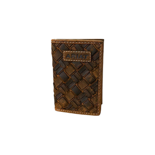 Ariat Men’s Basket Weave Leather Trifold Wallet - Cowboy SwaggerAriat Men’s Basket Weave Leather Trifold WalletWallets & Money Clips