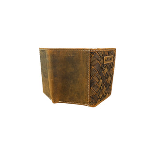 Ariat Men’s Basket Weave Leather Trifold Wallet - Cowboy SwaggerAriat Men’s Basket Weave Leather Trifold WalletWallets & Money Clips