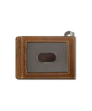 Ariat Men's Bi-Fold Money Clip Wallet, Aged Bark Leather with American Flag Patch, interior view