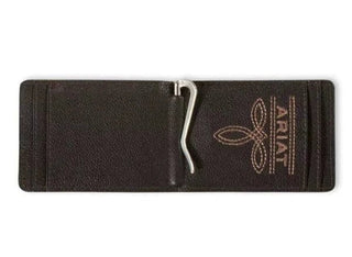 Ariat Men’s Bi - Fold Money Clip Wallet – Roughout Leather with Buck Lace & Logo - Cowboy SwaggerAriat Men’s Bi - Fold Money Clip Wallet – Roughout Leather with Buck Lace & Logo