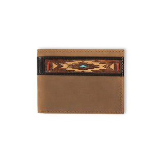 Ariat Men’s Bi - Fold Wallet – Aged Bark Leather with Hand - Tooled Southwest Overlay - Cowboy SwaggerAriat Men’s Bi - Fold Wallet – Aged Bark Leather with Hand - Tooled Southwest Overlay