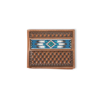 Ariat Men’s Bi - Fold Wallet – Brown Leather with Diamond Embossing & Southwest Inlay - Cowboy SwaggerAriat Men’s Bi - Fold Wallet – Brown Leather with Diamond Embossing & Southwest InlayWallets & Money Clips