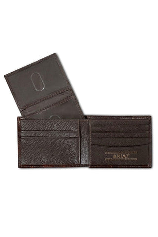 Ariat Men’s Bi - Fold Wallet – Brown Leather with Floral Embossing & Feather Design - Cowboy SwaggerAriat Men’s Bi - Fold Wallet – Brown Leather with Floral Embossing & Feather Design