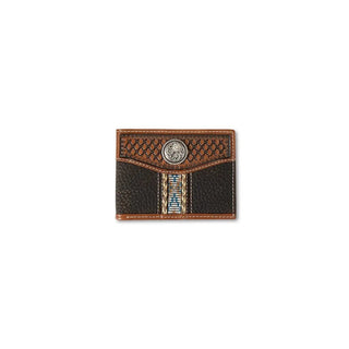 Ariat Men’s Bi - Fold Wallet – Rowdy Leather with Southwest Inlay & Concho - Cowboy SwaggerAriat Men’s Bi - Fold Wallet – Rowdy Leather with Southwest Inlay & Concho