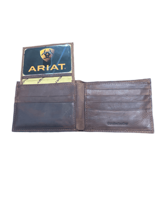 Ariat Men’s Bifold Wallet with Removable Pass - Case – Brown Leather & Canvas Inlay - Cowboy SwaggerAriat Men’s Bifold Wallet with Removable Pass - Case – Brown Leather & Canvas Inlay