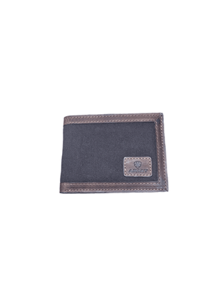 Ariat Men's Bifold Wallet with Removable Pass-Case – Brown Leather & Canvas Inlay - Cowboy Swagger
