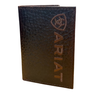 Ariat Men’s Bullhide Leather Trifold Wallet with Embroidered Logo - Cowboy SwaggerAriat Men’s Bullhide Leather Trifold Wallet with Embroidered LogoWallets & Money Clips