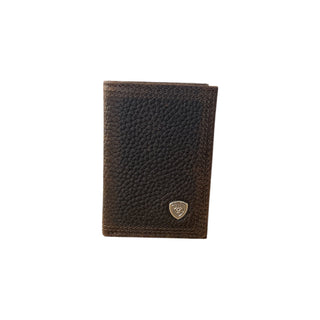 Ariat Men's Bullhide Leather Western Utility Trifold Wallet, front view
