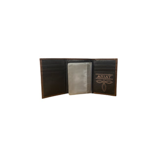 Ariat Men's Bullhide Leather Western Utility Trifold Wallet, interior view