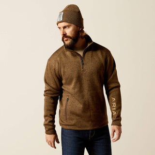 Ariat Men's Caldwell Logo 1/4 Zip Sweater Dark Brown Heather - Cowboy SwaggerAriat Men's Caldwell Logo 1/4 Zip Sweater Dark Brown HeatherMen's Shirts
