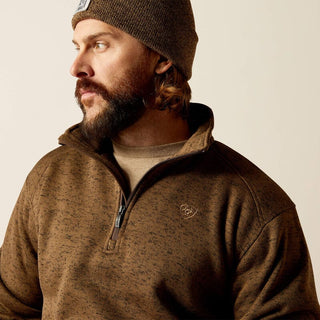 Ariat Men's Caldwell Logo 1/4 Zip Sweater Dark Brown Heather - Cowboy SwaggerAriat Men's Caldwell Logo 1/4 Zip Sweater Dark Brown HeatherMen's Shirts