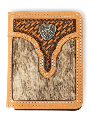 Ariat Men’s Calf Hair Basket Weave Bifold Flip Wallet – Style A3561848 - Cowboy SwaggerAriat Men’s Calf Hair Basket Weave Bifold Flip Wallet – Style A3561848