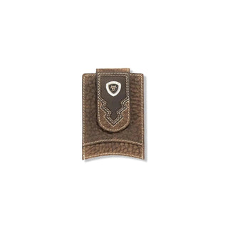 Ariat Men’s Card Case Money Clip – Rowdy Brown Leather with Concho - Cowboy SwaggerAriat Men’s Card Case Money Clip – Rowdy Brown Leather with Concho